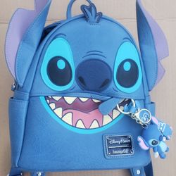 DISNEY PARKS STITCH LEATHER MINI BLUE BACKPACK - SALE-