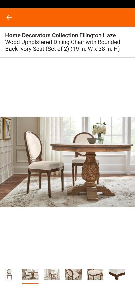Home decorators collection ellington haze wood upholstered dining chair with rounded back ivory seat deals