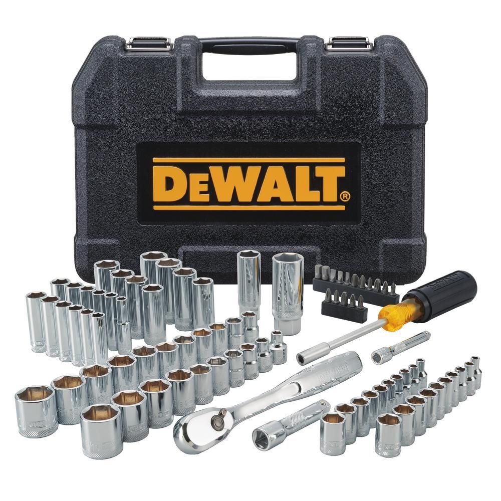 DEWALT 84Pc Mechanics Tool Set Metric Piece Case Kit Socket Wrench