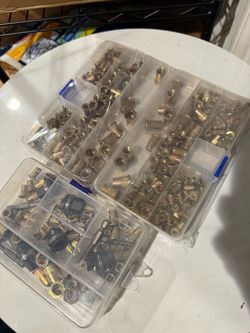 Set of 3 boxes of carbon steel threaded rivet nuts (includes M3, M4, M5, M6, M8, and M10 sizes and a storage case); suitable for metal fastening and i
