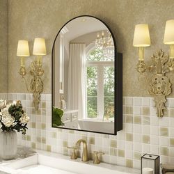 24”x36”Black Medicine Cabinet for Left or Right Opening, Wall Mounted Bathroom Cabinet with Mirror not Recessed, Modern Bathroom Mirror with Storage, 