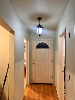 2 Drop Down Light Fixtures Black With Glass Sold As Set