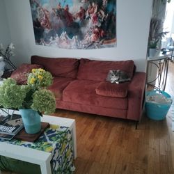 Maroon Velvet Feel Couch