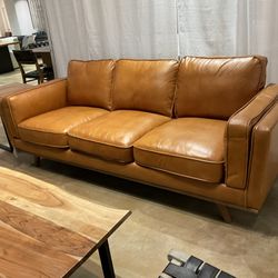 Primitive Collections Milan Brown Leather Sofa
