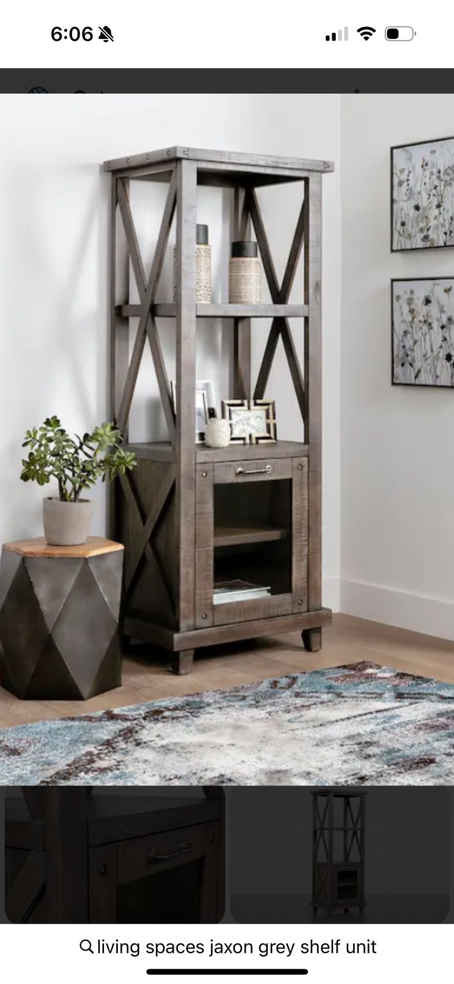 Living Spaces Jaxon Grey Book Shelf (matching Desk Available)