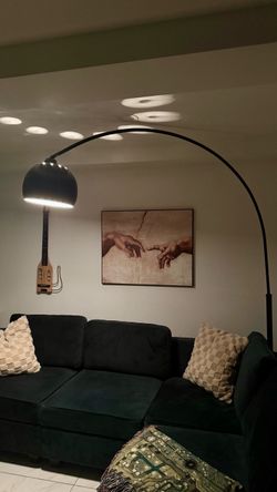 Brown Arched Floor Lamp with Marble Base