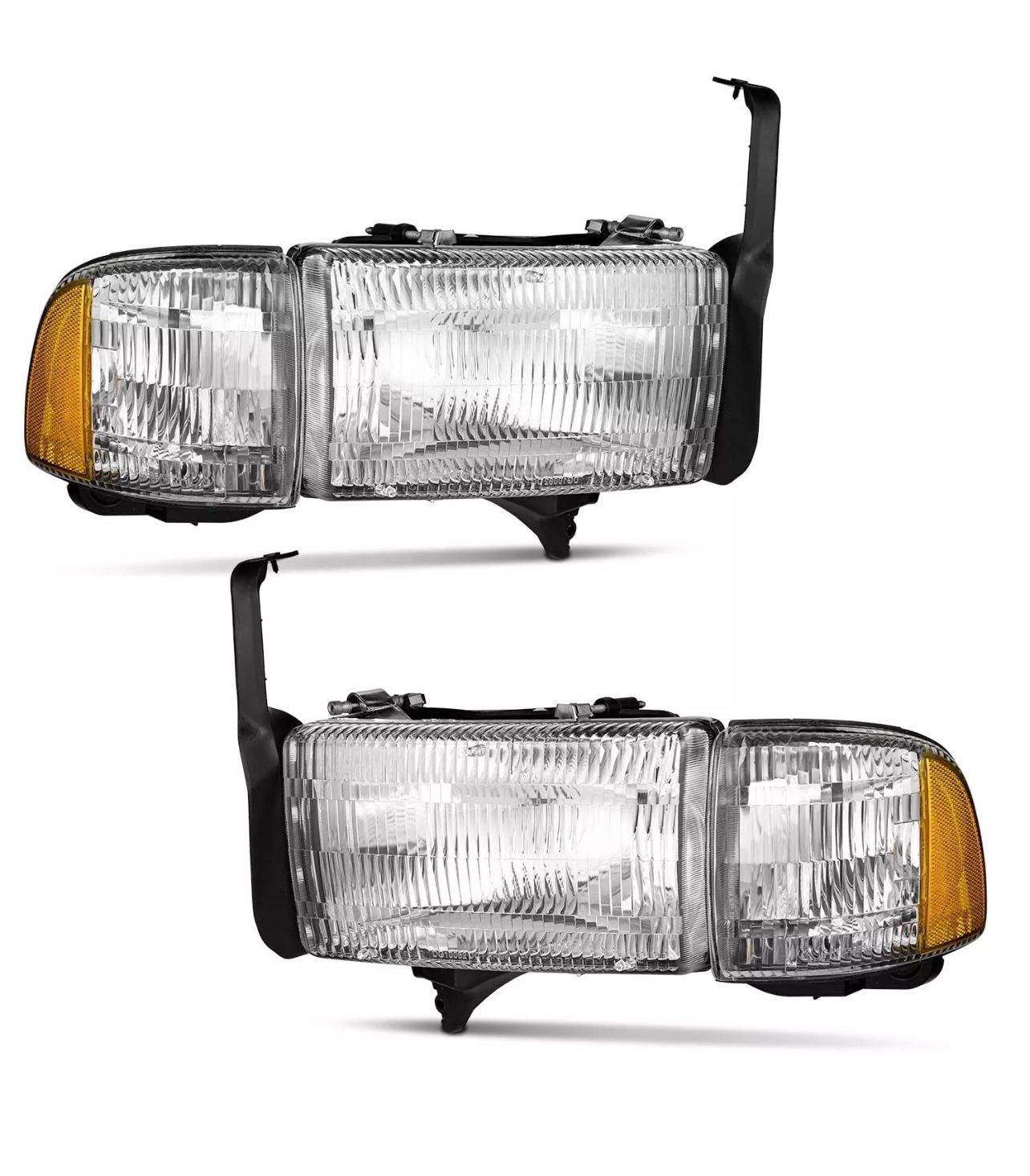 Headlights Assembly for 1 Dodge Ram 1500 Pickup Sport, for 99-02 Ram 1500, Headlights + Corner Lamp Parking Light Turn Signal Marker Light For