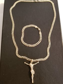 14k gold filled oversized jesus chain Bracelet combo!