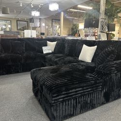 Brand New Jumbo Corduroy Sectional With Pullout Sofa + Storage Chaise 