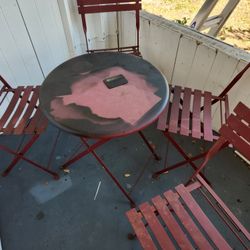 Metal Table And Chairs 3 Table 6 Chairs