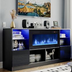 New,TV stand With Fireplace And Led Lights(already Assembled 