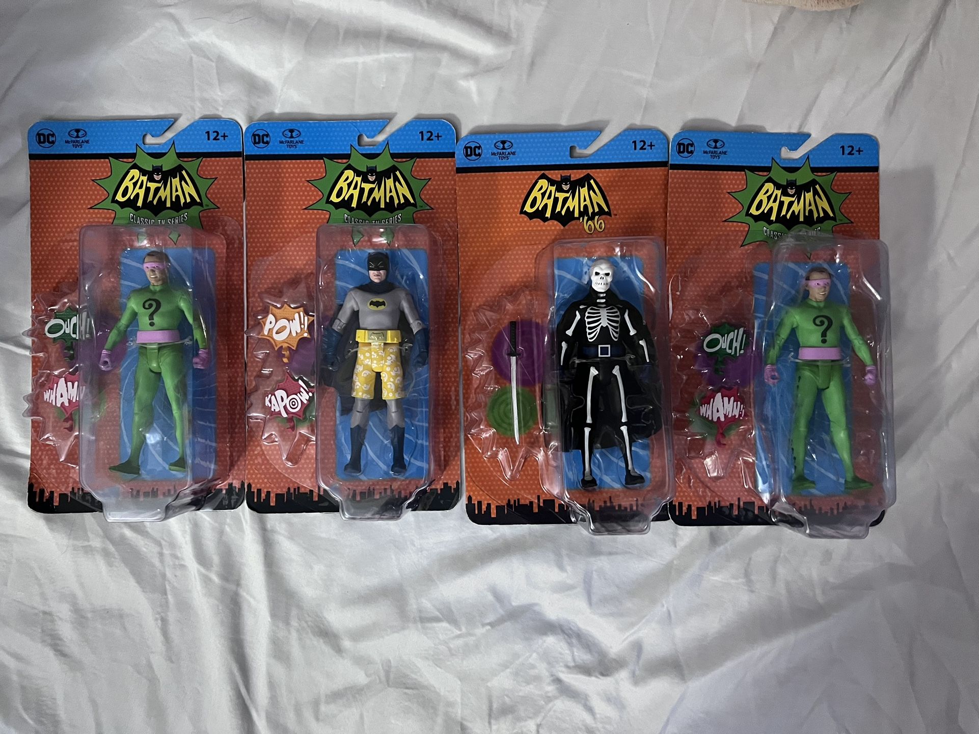 Lot Of 4 McFarlane DC Retro Batman Classic 1966 TV Series Riddler, Lord Death, Batman