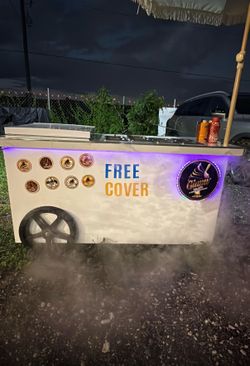Ice cream cart with freezer and trailer