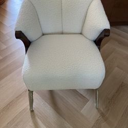 New Armchair Mid-Century White Faux Shearling