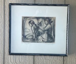 1954 Listed Artist Mac Schweitzer Offset Lithograph Navajo Women