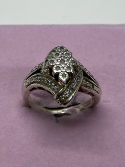 Vintage 925 Sterling Silver Diamond Cluster Ring Size 6.5 Gold Tone 5g