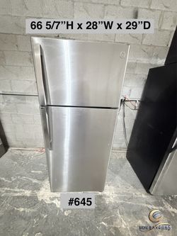 GE Stainless Steel Top-Freezer Refrigerator 28”W (#645)