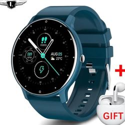 Blue Rubber Band Smart Watch Unisex  Calorie Heart Blood Pressure Monitor Tracker New Gift