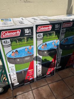 Power Steel 16 ft. x 42 in. Round Metal Frame Above Ground Pool Set