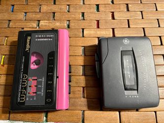 Vintage cassette tape players pink