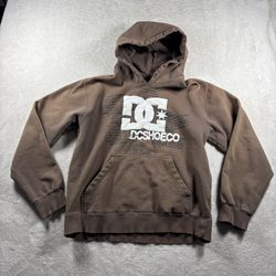 Vintage Y2K DC Shoes Men’s M Brown Sweater Hoodie Logo M Skater Distressed #2725