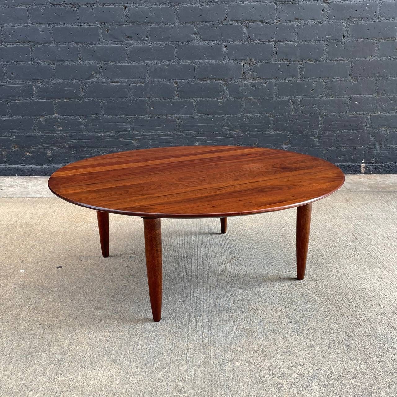 Vintage Mid-Century Modern Round Walnut Coffee Table by Ace-Hi, 1950’s