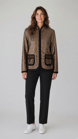 CHICO'S Women's Sequin Leopard Print Jacket