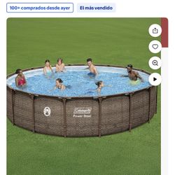 Pool Coleman Power Steel Piscina Elevada Redonda con Estructura Metalica de 18 Pies x 48 Pulgadas
