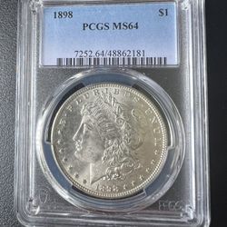 1898 Silver Morgan Dollar PCGS MS64