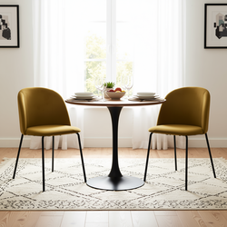 Puzzle 2PC Modern Fabric Dining Chairs in Yellow