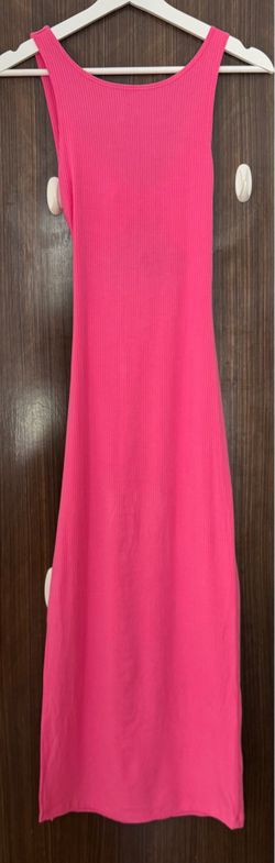 L*Space Revolve hot pink ribbed maxi dress with back twist , size XS