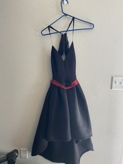 Black Homecoming Dress With Sewn On Ribbon
