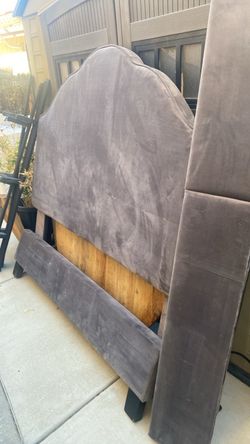 queen size velvet, headboard, footboard, and rails