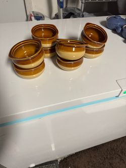 Set of 8 Ceramic Onion Soup Bowls