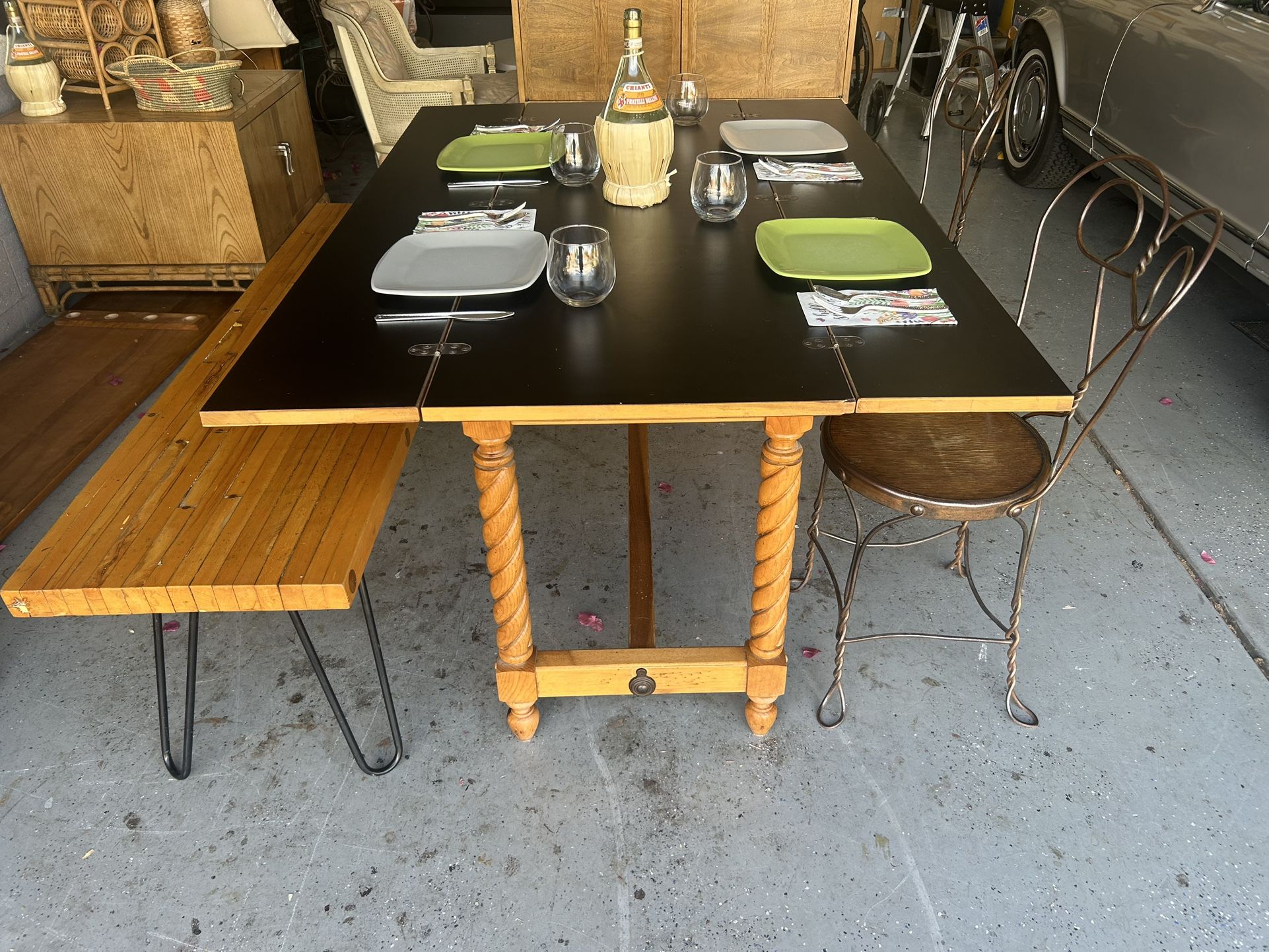 Vintage Flip Top Console Or Dining Table