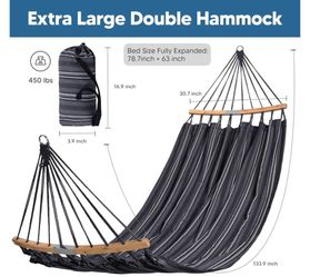 SUNCREAT Hammocks Double Hammock with Curved Spreader Bar - New In Box - Grey