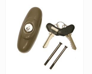 Andersen Windows Tribeca Style, Stone Color Exterior Keyed Lock  Right Co Hand-Comes with 2 Keys    Description:  Gliding patio  door lock