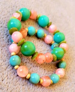 Set Of Two Handmade Bracelets With Vintage Lucide Beads. High quality and pretty beads.