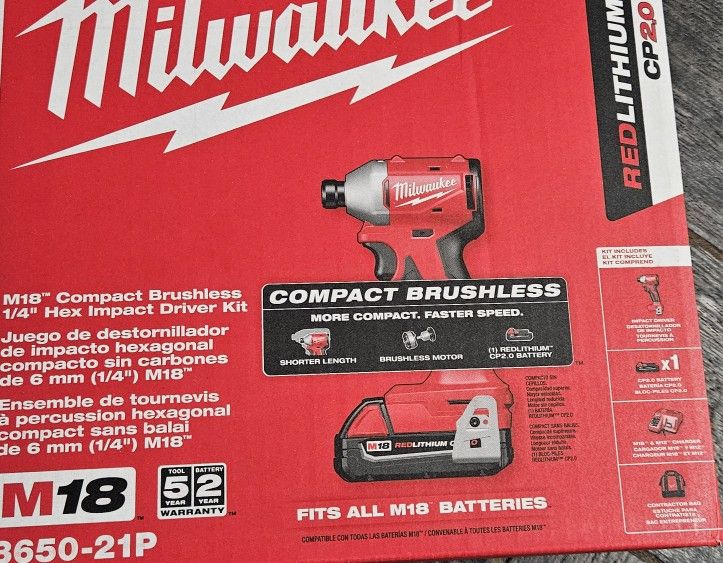 M18 Compact Brushless 1/4 Hex Impact Driver Kit