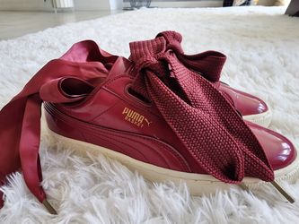 Puma Women's Basket Heart Patent in the Tibetan Red (Burgundy