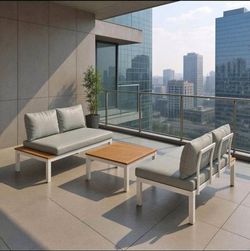 BRAND NEW 4-Person Outdoor Aluminum Sofa Set - Patio Seating White