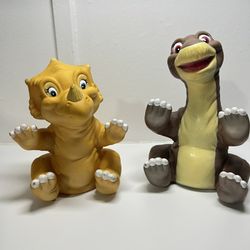 Vintage The Land Before Time Dinosaur Hand Puppets 1988 Toys Lot Of 2