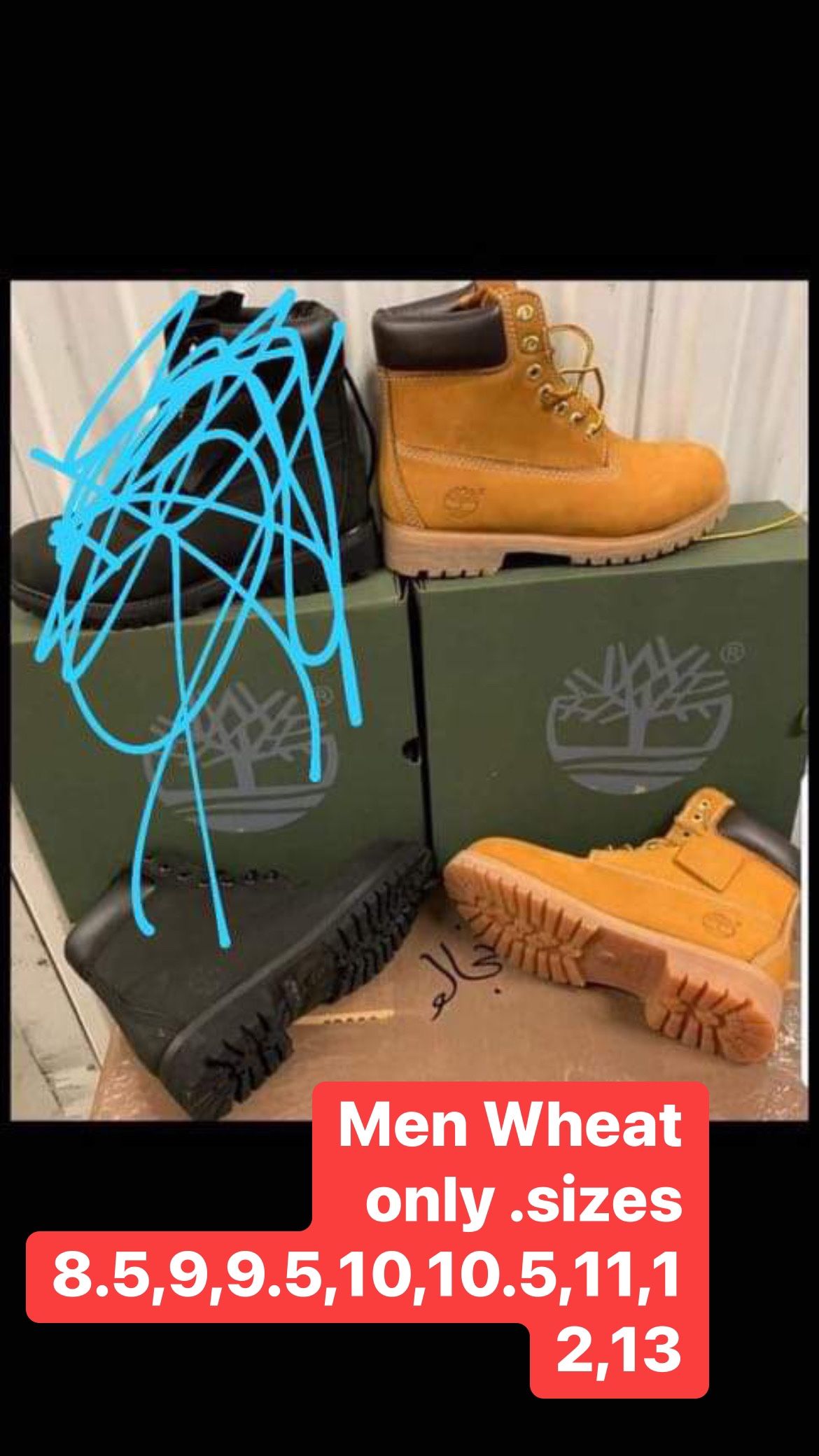 Brand New . Wheat Timberland Boots . Sizes 8.5,9,9.5,10,10.5,11,12,13