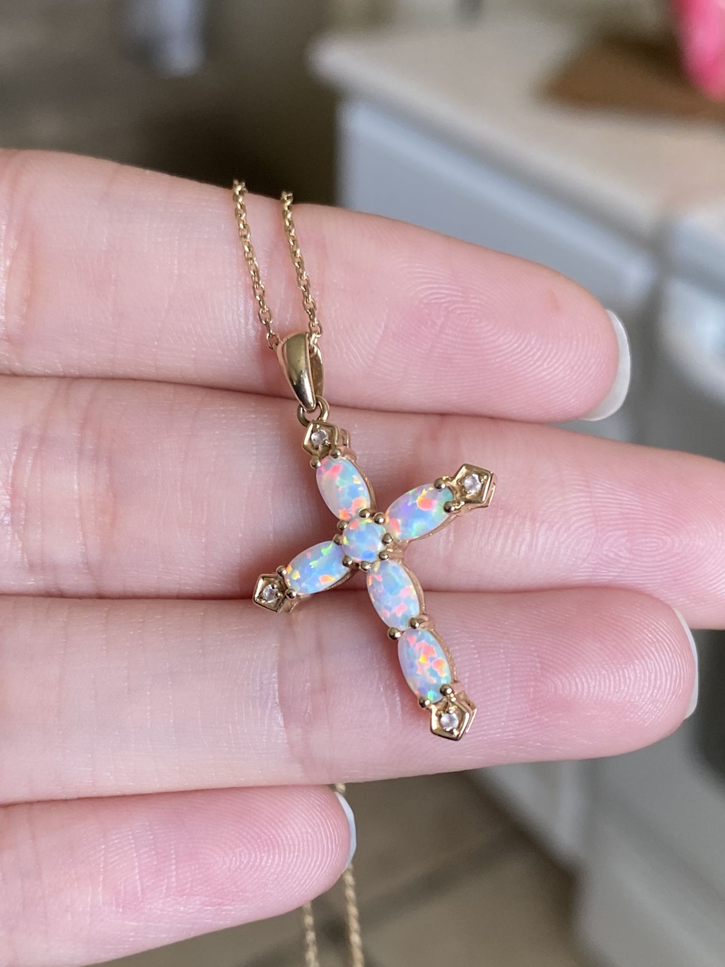 Opal And Gold Cross Necklace With Jared Protection Plan