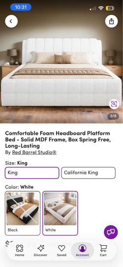 Brand New White Boucle King Bedframe