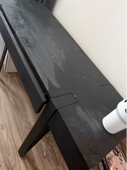 Black Wooden Desk with Raised Shelf / Hutch