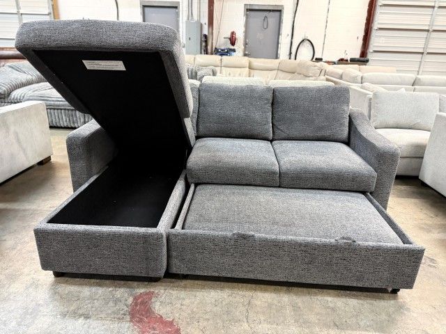 Fabric Sleeper Sofa with Reversible Chaise and Storage