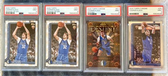 COOPER FLAGG TOPPS ROOKIE CARDS — FOUR PSA 9s
