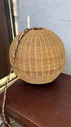 Natural Wicker Globe Hanging Pendant light