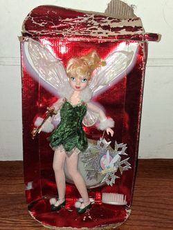 Disney Peter Pan Holiday Sparkle Tinker Bell Barbie Doll Mattel w/Ornament 1999